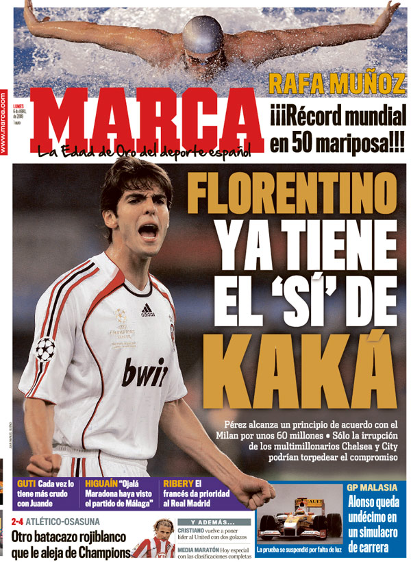 Jornal Marca diz: Kak� j� aceitou proposta para jogar no Real Madrid